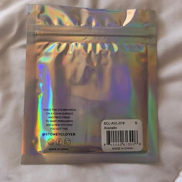 NWT Stoney Clover Lane Denim Varsity Letter S Patch Sticker Avocado Green - Picture 2 of 2